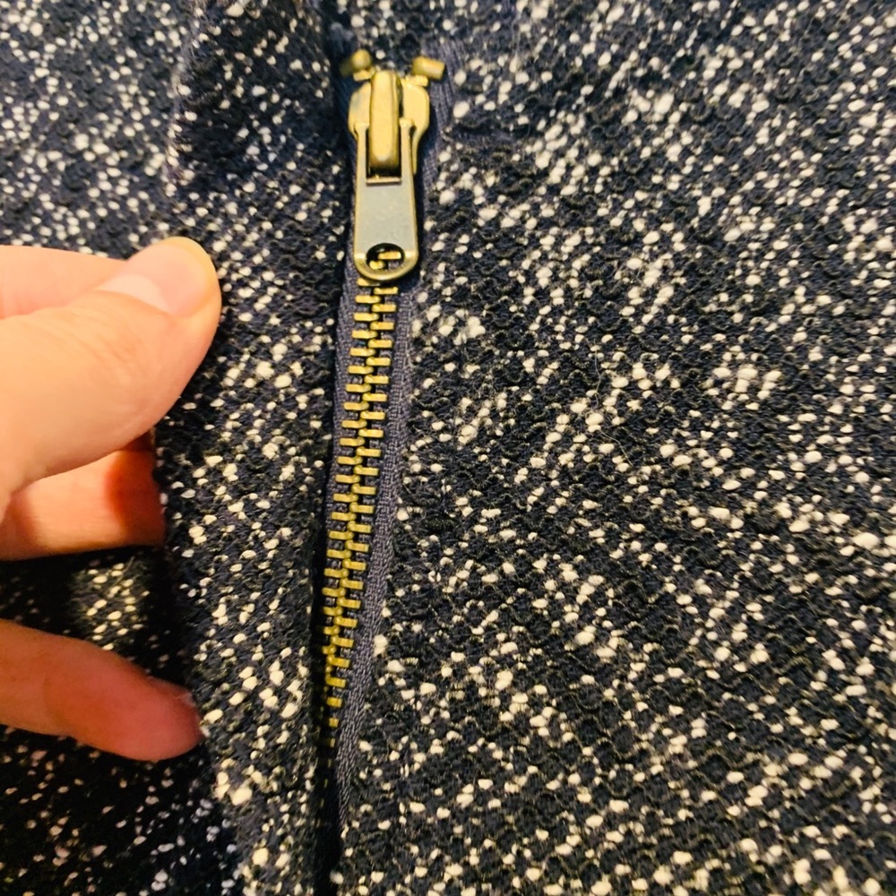 J. CREW Navy Boucle Zipper Jacket - Picture 3 of 4